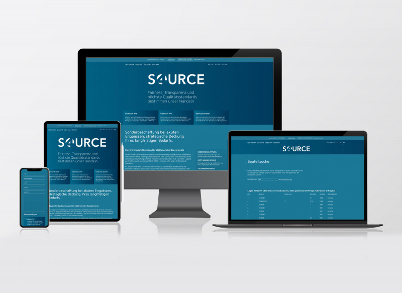 Ansicht der Website in verschiedenen Medien