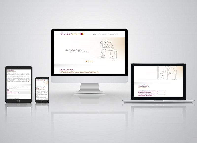 Ansichten der Webseite von Heike Renz auf verschiedenen mobilen Endgeräten