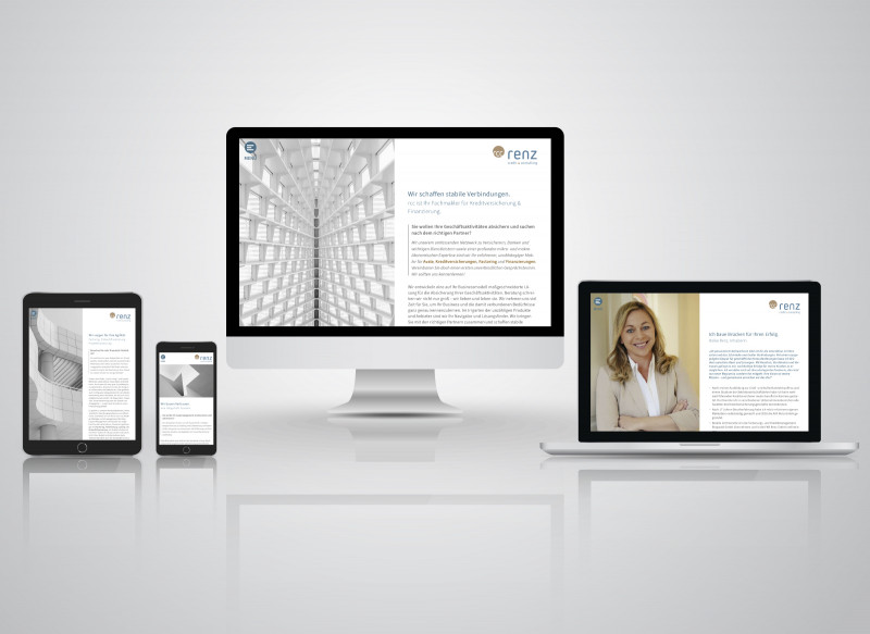 Darstellung verschiedener Devices mit der Webseite von Heike Renz